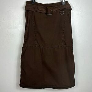 A Jay Brown Cotton Belted Flared Hemline Midi Skirt Size L
